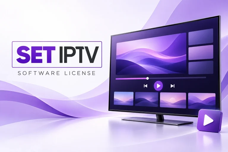 لایسنس SET IPTV با طرح تلویزیون و پلیر بنفش